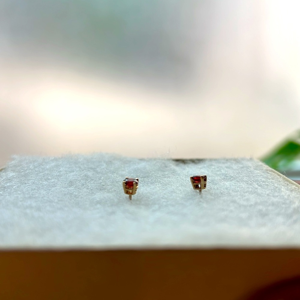 Garnet Stud Earrings - Picture 2 of 4